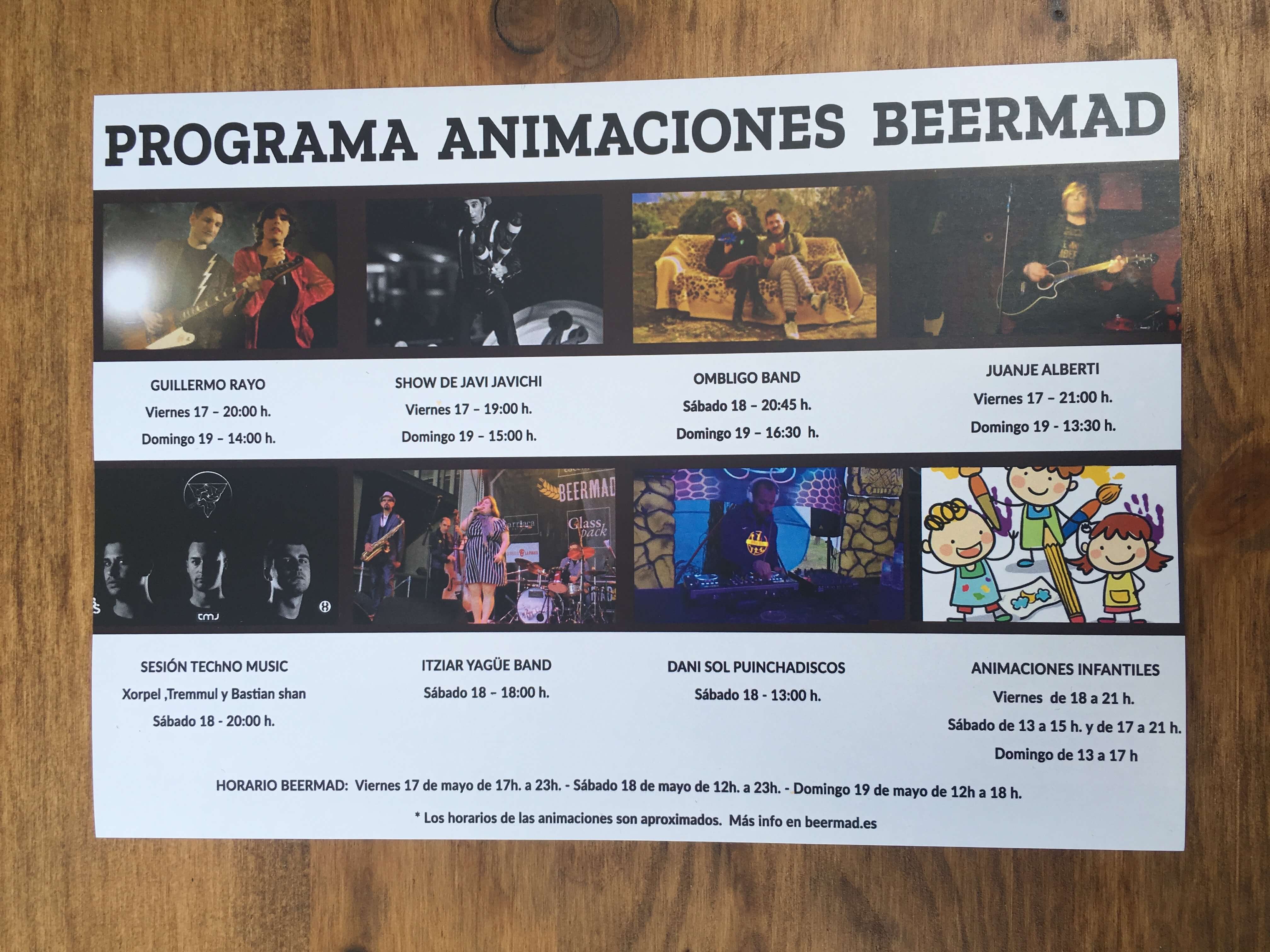 Horario de actuaciones en Beermad 2019
